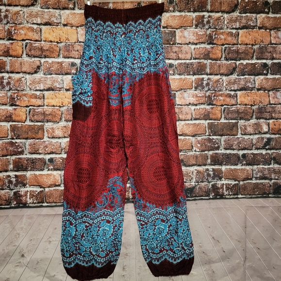 Banjamath Womens Harem Pants In Red 